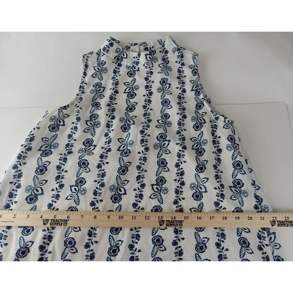 Altar D State Womens Mini Dress White Blue Floral Sleeveless Keyhole Back Size S - Picture 7 of 9